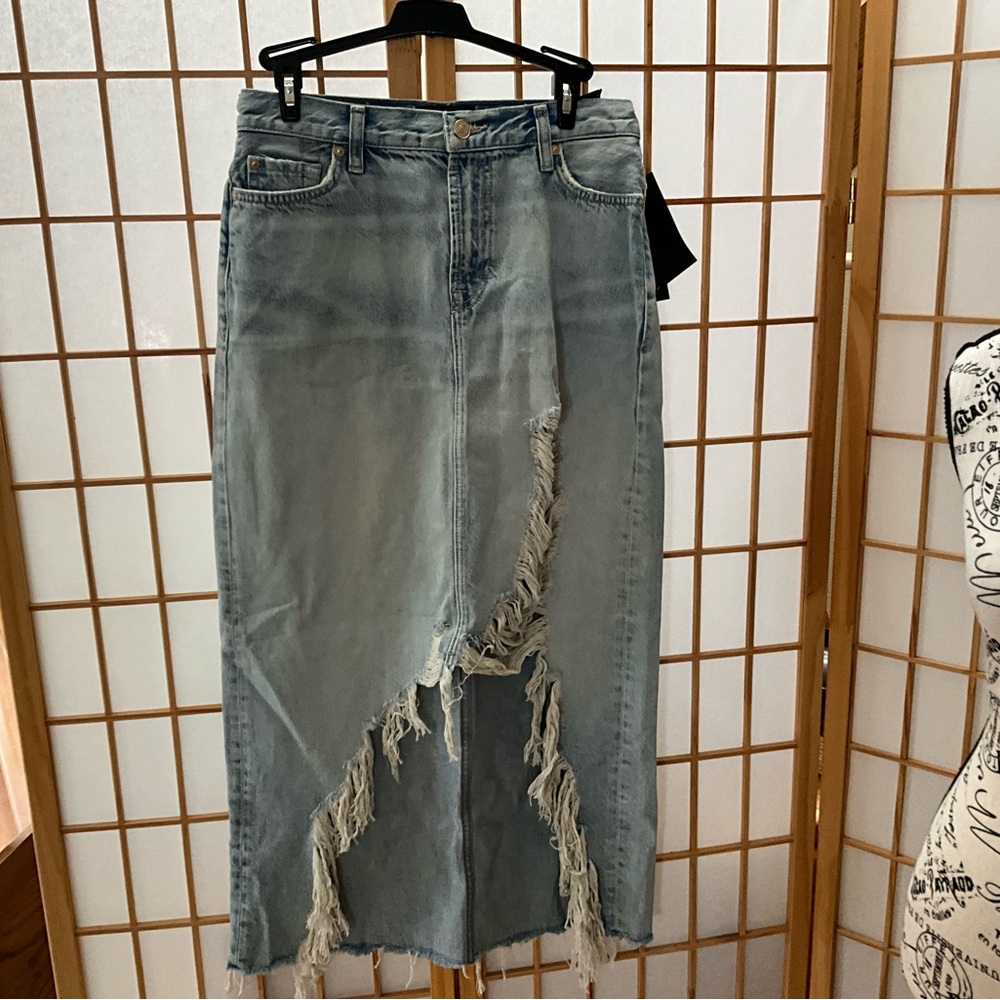 NWT For All Mankind Midi Denim Skirt Size 27 - Picture 10 of 10